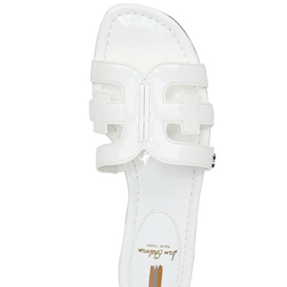 Sam Edelman Bay White Patent Flat Sandals Slides US6 Limited Edition MSRP $99 - Picture 5 of 12